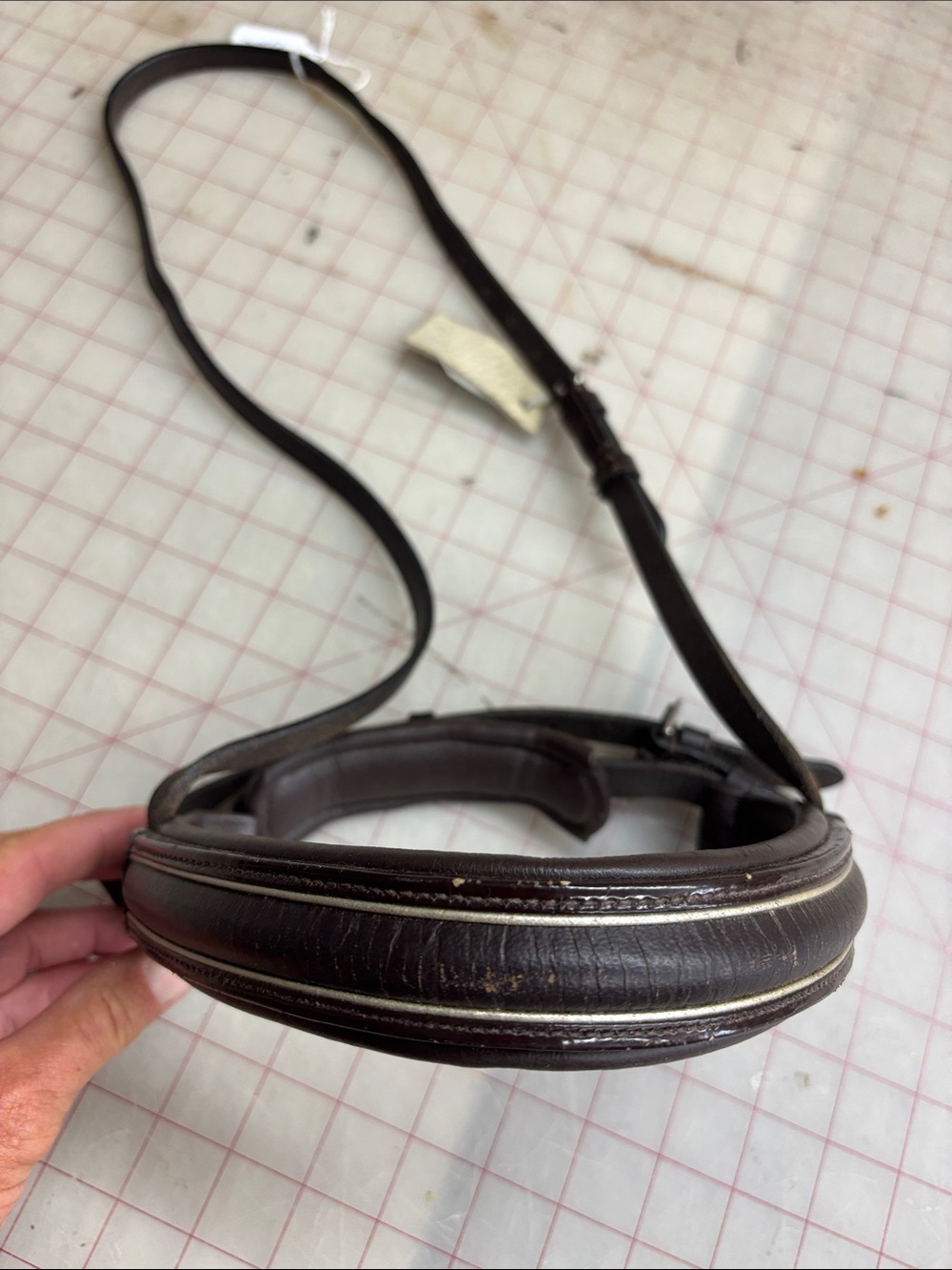 Horse sized brown crank nose band